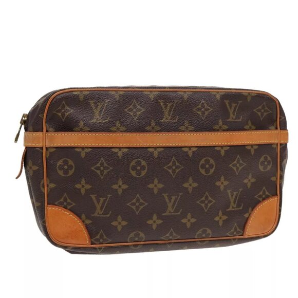 authenticity guaranteed LOUIS VUITTON Monogram Compiegne Clutch Bag - Picture 1 of 16